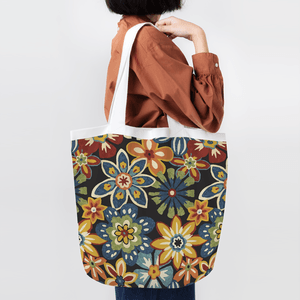 Bolsa Reutilizable Tela 45 X 45 Cm Flores Azules 1 Pz