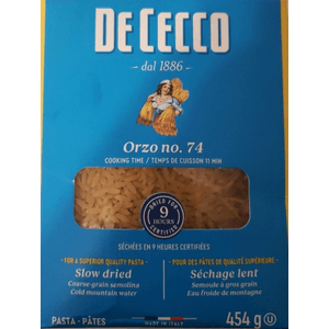 de Cecco Pasta Orzo Para Sopa Pasta Para Sopa Or 454 Gr