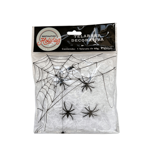 Halloween Telaraña Blanca con Arañas 1 Pz