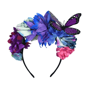 Diadema con Flores Y Mariposa Morada 1 Pz