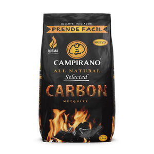 Carbón Vegetal Campirano Seleccionado Mezquite Prende Fácil 2.7 kg