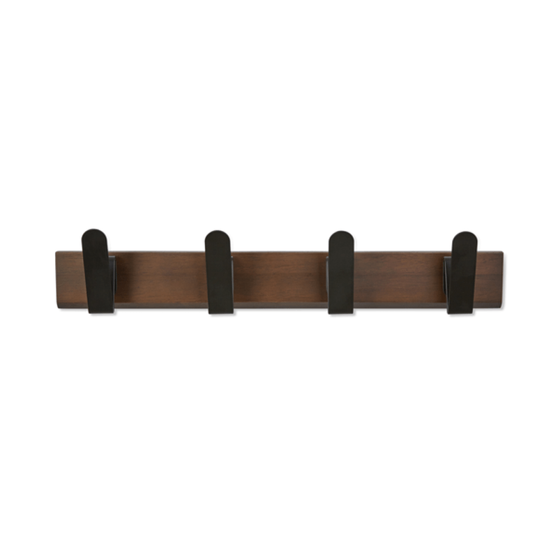 Perchero de Pared STICK Marrón de 5 ganchos, 49x3x18 cm — Qechic