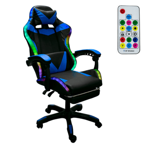 Titano Silla Gamer Luz LED PVC Negro y Azul 1 pz