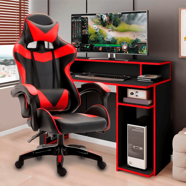 Titano Silla Gamer PVC Negro y Rojo 1 pz - H-E-B México