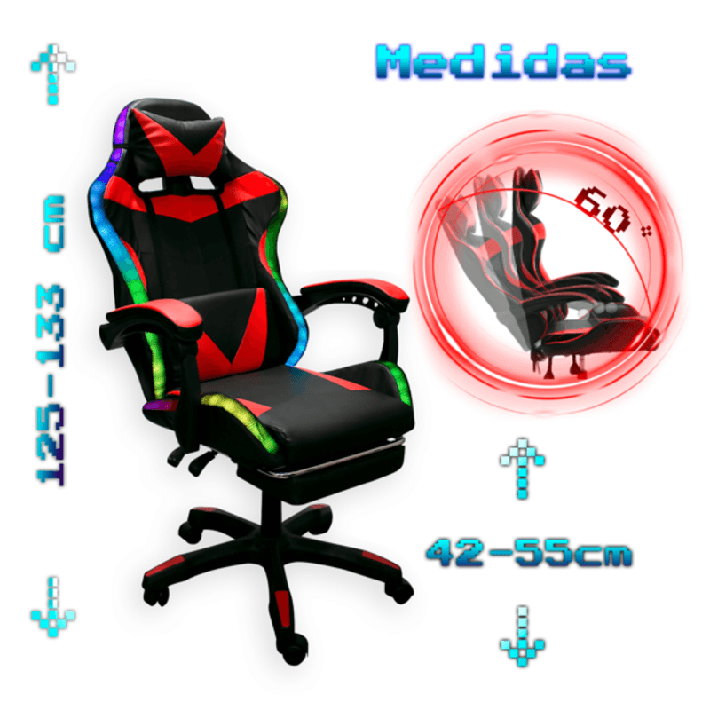 SILLA GAMER NEGRO CON ROJO