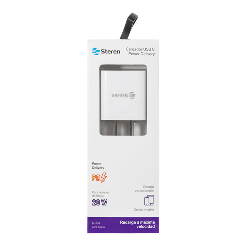 Cargador USB C PD 20 W Steren Tienda en Línea