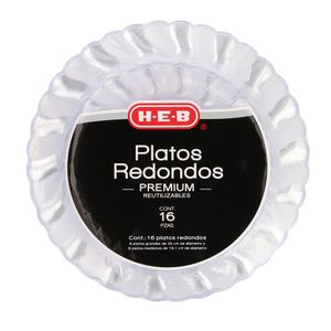 HEB Set de Platos Clear Premium Reutilizables Redondos Variedad de Tamaño 16 pz