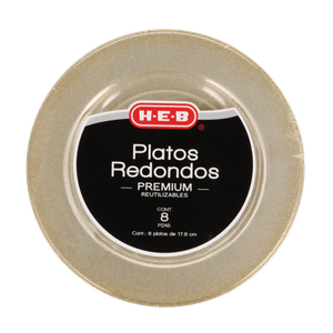 HEB Platos Reutilizables Brillos Premium Redondos 17.8 cm 8 pz