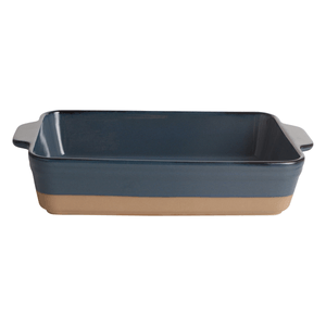 Refractario 33x19x6cm Ceramica Azul con Beige 1 Pz