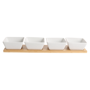 Set Servicio Base Bamboo 4 Recp Porcelana Cuadrado 1 Pz