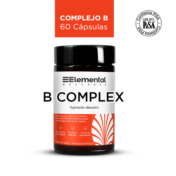 Elemental B Complex 60 Cápsulas 673mg C/U Cont. Ne - H-E-B México