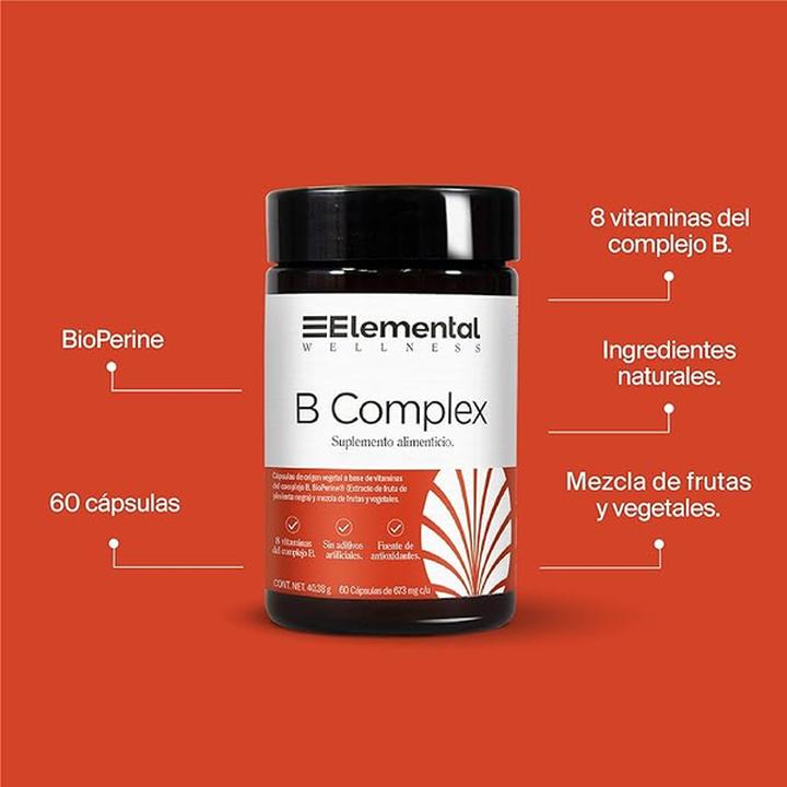 Elemental B Complex 60 Cápsulas 673mg C/U Cont. Ne - H-E-B México