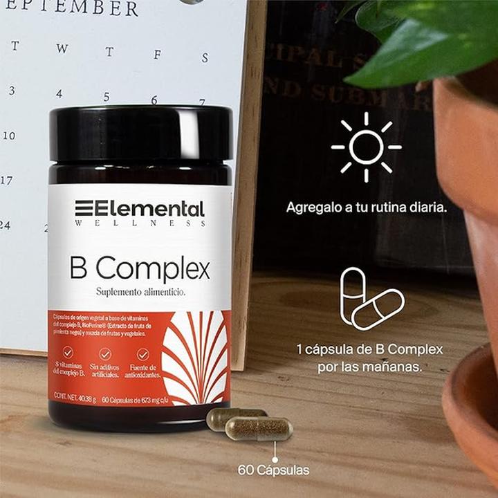 Elemental B Complex 60 Cápsulas 673mg C/U Cont. Ne - H-E-B México