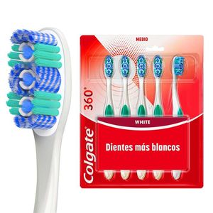 Colgate 360° Luminous White Cepillo de Dientes Advanced con 5 pz