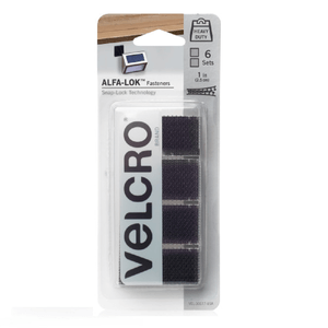 Velcro Cinta Sujetadora Cuadros Alfa-Lok Color Negro de 2.54 cm 6 pz