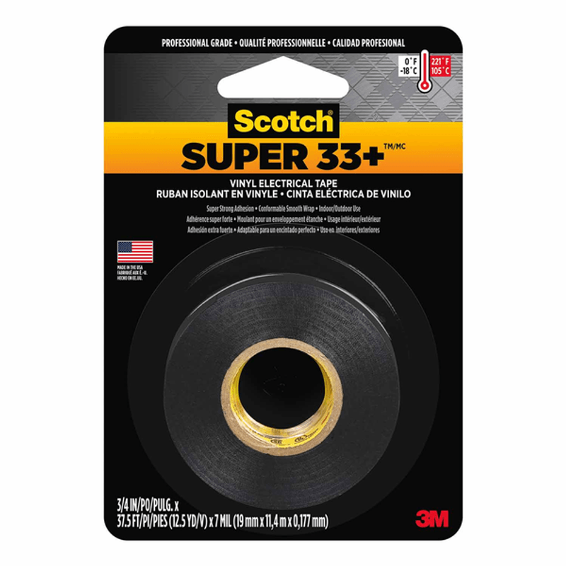 CINTA AISLANTE ELECTRICA 19 MM X 20 MTS SCOTCH 33 + SUPER PLUS NEGRA  LE000090049 – Tienda Eléctrica Virtual