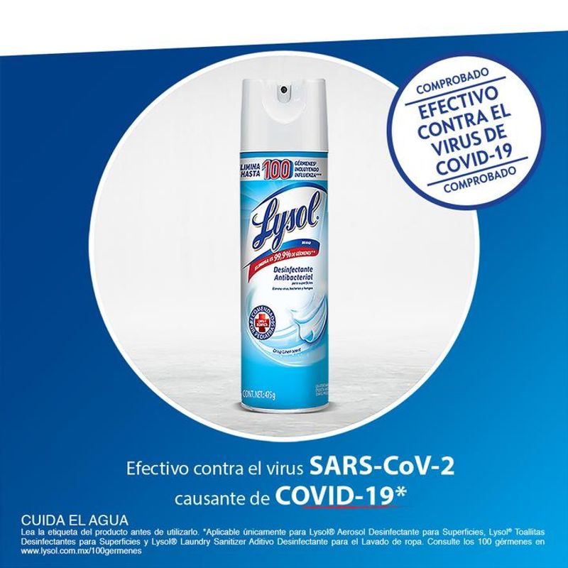 Lysol® Aerosol Desinfectante Antibacterial para Superficies Spring  Waterfall 475 g