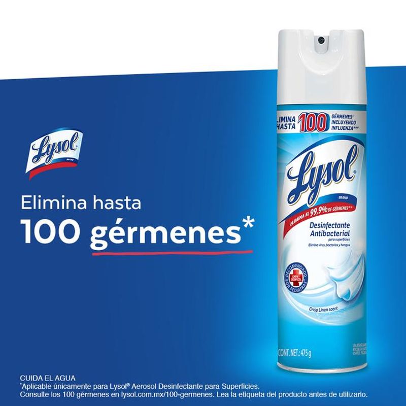 Lysol® Aerosol Desinfectante Antibacterial para Superficies Spring  Waterfall 475 g