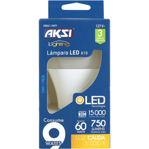 Foco Led A19 9w Luz Calida, Caja Color 1 Pz