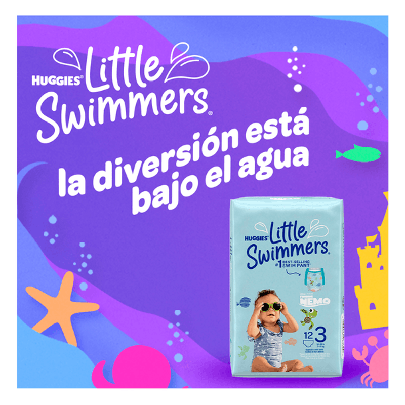 PAÑAL HUGGIES PARA EL AGUA LITTLE SWIMMERS ETAPA 2/M