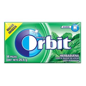 Orbit Hierbabuena Chicles de Menta sin Azúcar 26.6 g con 14 pz