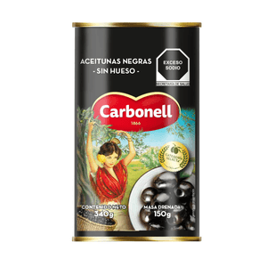 Carbonell Aceitunas Negras Sin Hueso en Lata 415 g