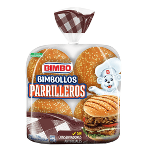 Pan Para Hamburguesa Bimbollos Parrilleros 8pz 780 Gr