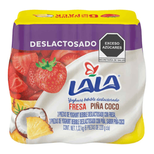 Yogurt Bebible Deslactosado Fresa Piña Coco Pack con 6 pz Yogurt Bebible 6pack Surtido con 6 pz