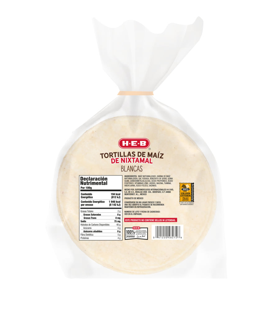 HEB Bakery Tortilla Maiz Blanca Fresca 1 kg HEB México