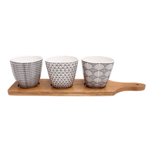 Set de Servicio Porcelana con Base de Madera, 4 1 pz Set de Servicio Porcelana con Base de Madera, 4  1 Pz