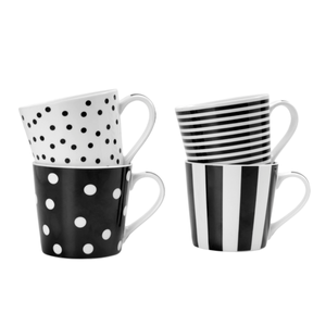 Taza de Porcelana 400ml Blanco Y Negro 400ml 1 Pz