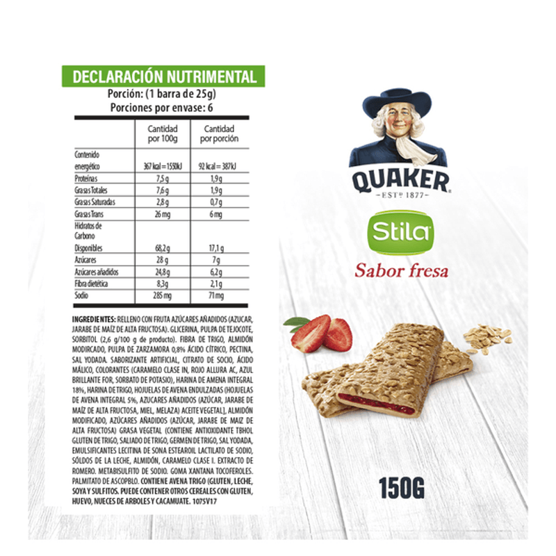 Quaker Barras De Avena Stila Sabor Fresa 150 G - H-E-B México