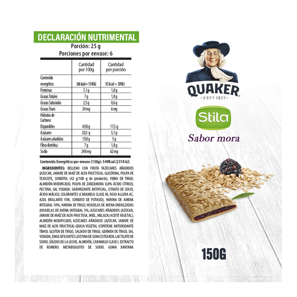 Quaker Barras De Avena Stila Sabor Mora 150 G - Mi Tienda Del Ahorro