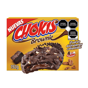 Galletas Chokis Brownie Chispas sabor a chocolate, nuez y relleno sabor a chocolate 4 paketines 192 g