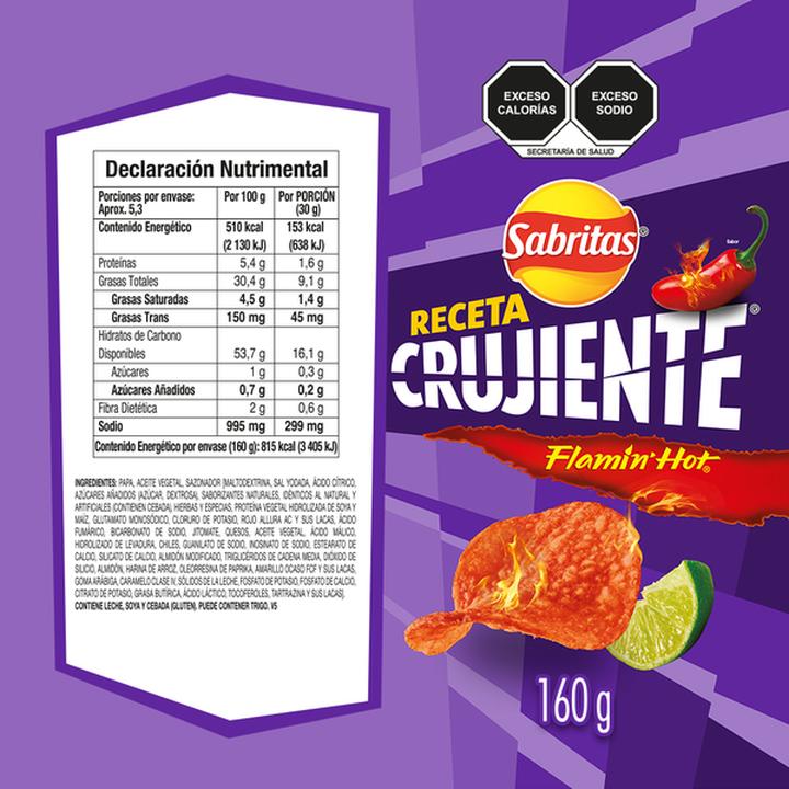 Sabritas Papas Fritas Flamin' Hot Receta Crujiente 170 G - H-E-B México