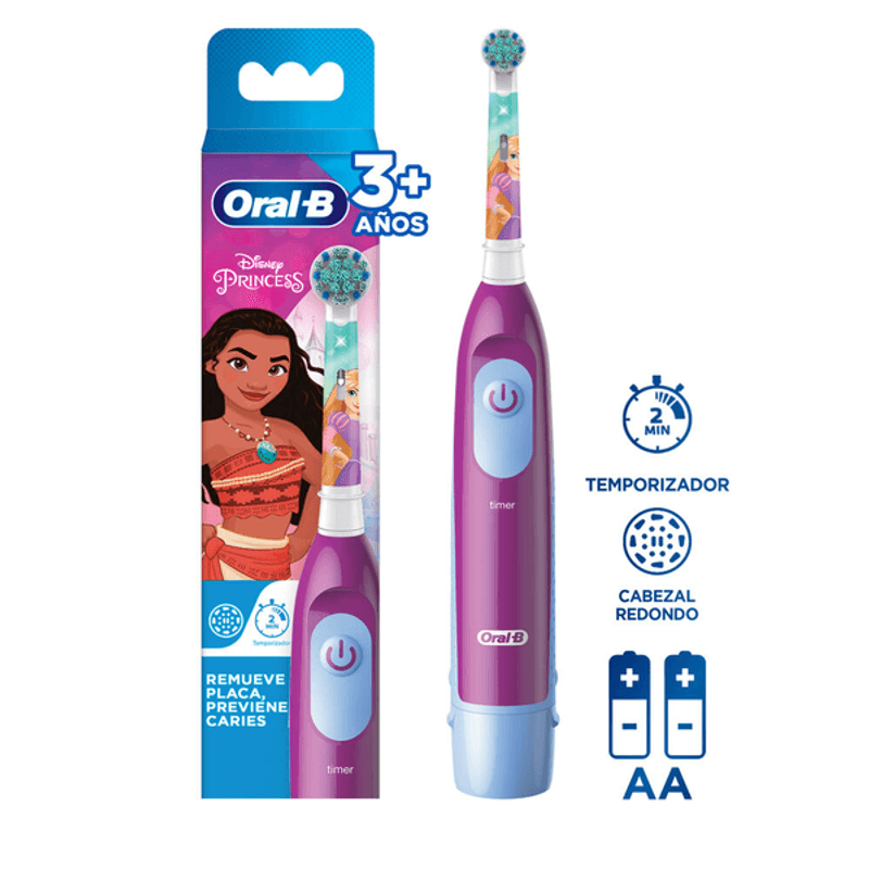 Oral B Cepillo de Dientes Eléctrico Infantil con 1 Repuesto, Diseño Disney  Princess, con Temporizador, Cabezal Redondo y Mango Ergonómico