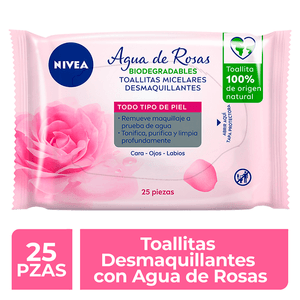 NIVEA Toallitas Faciales Micelares Agua de Rosas 25 pz