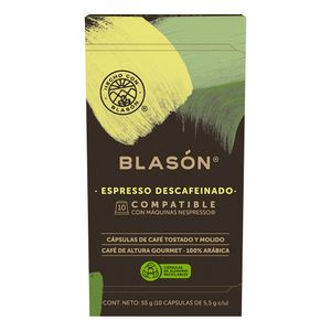 Blasón Cápsulas de Café espresso descafeinado 10 pz