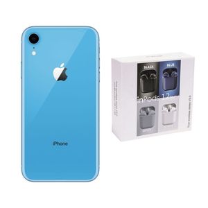 Apple iPhone XR 64GB Azul REACONDICIONADO + Audífonos Genéricos