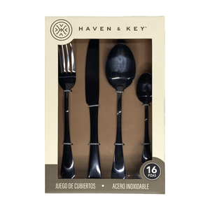 Juego de Cubiertos Haven & Key Negro 30 Cm 16 Pzs 1 Pz