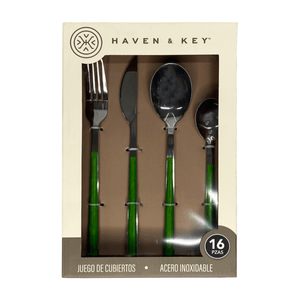 Juego de Cubiertos Haven & Key Verde 30 Cm 16 Pzs 1 Pz