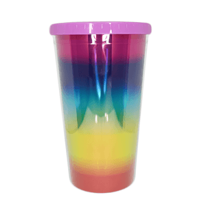 Vaso Doble Pared Plastico Arcoiris 16 Oz Destina 1 Pz