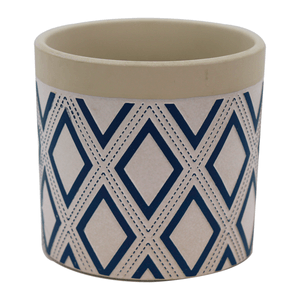 Maceta de Ceramica Malawi Gris, Blanco Y Azul 13 1 Pz