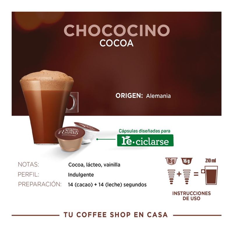 Café en Cápsula Nescafe Dolce Gusto Chococino con 16 pz 96 g