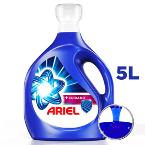 Ariel Más Cuidado Detergente Líquido para Lavar Ropa Blanca y de Color 5 L