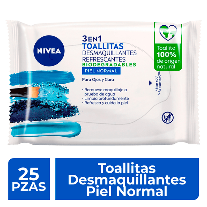 NIVEA Toallitas Desmaquillantes Sensibles Biodegradables, 25 unidades - oh  feliz