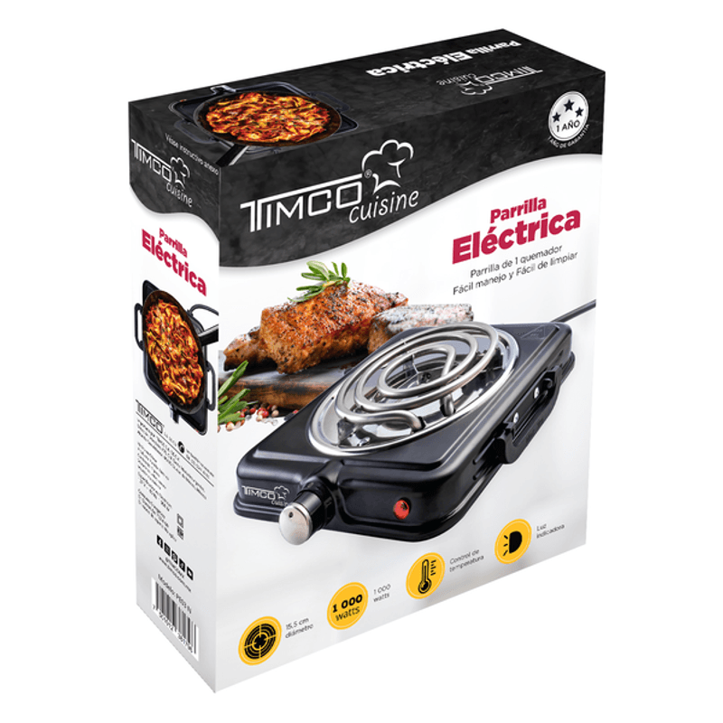 Parrilla eléctrica de 2 quemadores Timco® color negro