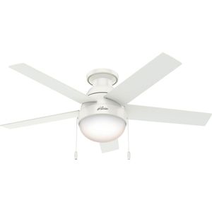 Ventilador de Techo Hunter Anslee con Luz 46 Pulgadas Blanco