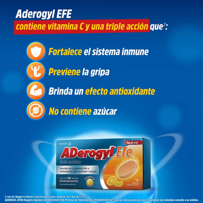 Aderogyl Efe Vitamina C 1 g con 10 pz - H-E-B México