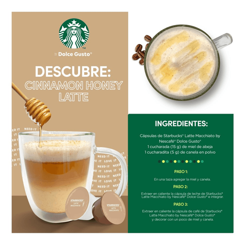 Café en cápsula Starbucks by Nescafé Dolce Gusto Latte Macchiato 12 Cápsulas  129 g - H-E-B México